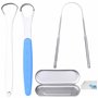 Kare & Kind 3x Gratte-langues - Nettoyants en acier inoxydable de haute qualité avec un transport léger - Pour la maison et les