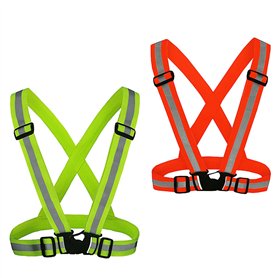 KAKOO 2 Pièces Gilet réfléchissant Harnais Fluo de Sécurité Brassard Réglable de Haute Visibilité pour Vélo Course Marche Joggin