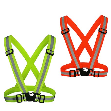 KAKOO 2 Pièces Gilet réfléchissant Harnais Fluo de Sécurité Brassard Réglable de Haute Visibilité pour Vélo Course Marche Joggin