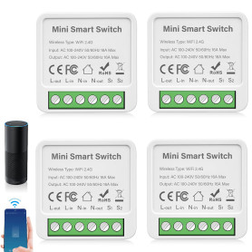 Lot de 4 modules d'interrupteur intelligents 1 voie - Interrupteur Smart Home - Interrupteur Smart Life - Mini module relais d'i