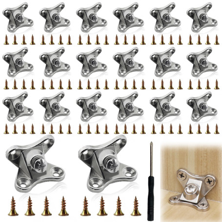 Entretoise d'angle amovible : 20 entretoises d'angle papillon avec 80 vis en acier inoxydable et 1 tournevis