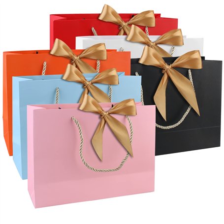 Lot de 6 sacs cadeaux en papier avec ruban d'arc