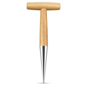 Bulbes de fleurs en acier inoxydable - Planteur d'oignons en bois de frêne - Aide à la plantation - Outils de jardin - Avec tige