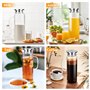 Bouteille d'eau en verre de 1,5 litre, bouillotte avec couvercle en acier inoxydable, bouteille d'eau en verre transparent, adap