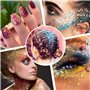 Mélange de paillettes grossières et fines, 36 couleurs - Mélange de paillettes irisées - Paillettes cosmétiques pour le visage, 