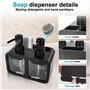 SPORWAY Distributeur de savon liquide vaisselle : 350 ml Distributeur de savon de cuisine avec porte-éponge et porte-brosse, org