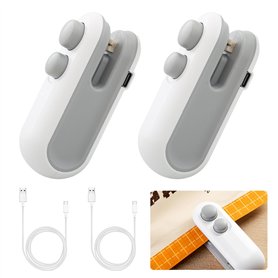 Sporgo Lot de 2 mini soudeuses à film : rechargeables 2 en 1 pour snacks