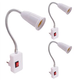Leikurvo Lot de 3 douilles de lampe E27 : douille de lampe E27 sans câble avec interrupteur Prise UE 23 cm Culot E27 Prise 360°