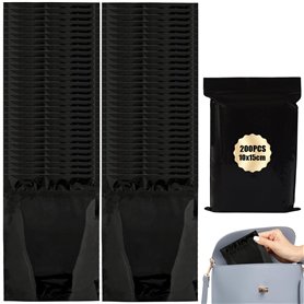 Lot de 200 sachets hygiéniques pour serviettes hygiéniques - 10 cm x 15 cm - Épais - Noir féminin - Pour tampons - Pour le quoti