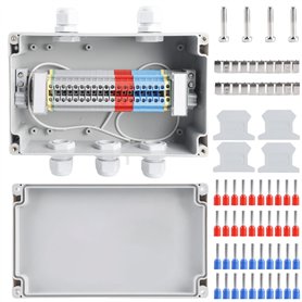 Boîte de dérivation étanche IP68 - Pour montage en saillie - 2 en 3 - Étanche - Avec bloc de serrage - Rail de raccordement - Ki