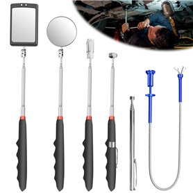 Lot de 6 miroirs d'inspection escamotables - Miroir télescopique - Outil magnétique télescopique avec lampe LED - Miroir d'inspe