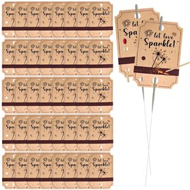 Lot de 100 étiquettes pour bougies magiques en papier kraft - Étiquettes de mariage - Pochettes métalliques pour bougies magique
