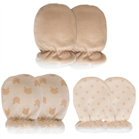 Lot de 3 paires de moufles pour bébé - En coton doux - Moufles chaudes - Chauffe-mains - Anti-rayures - Doublées - Pour bébé de