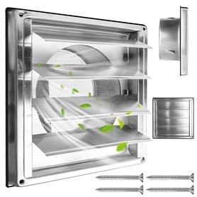 Grille d'aération en acier inoxydable 125 mm : clapet anti-retour Grille de protection contre les intempéries avec moustiquaire