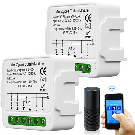 Tuya Lot de 2 modules d'interrupteur intelligent pour volet roulant WiFi 2