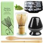 Ensemble de 5 pièces Matcha - Ensemble de fouet à matcha - Bol en céramique - Cuillère à café - Porte-fouet - Accessoires japona