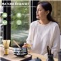 Ensemble de 5 pièces Matcha - Ensemble de fouet à matcha - Bol en céramique - Cuillère à café - Porte-fouet - Accessoires japona