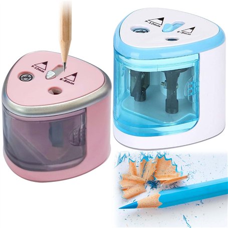 BAIFULAI Taille-Crayon Électrique: 2 Pièces Taille-Crayon À Piles Puissant Pour 6-8mm Et 9-12mm