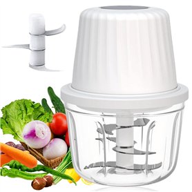 Hachoir à oignons électrique 400 ml - Hachoir de cuisine électrique multifonction - Petit hachoir à oignons avec câble de charge