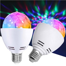 GOMETY Lot de 2 ampoules LED E27 3 W RVB - Boule disco rotative à 360° - Pour douille E27 - Décoration de fête pour mariage