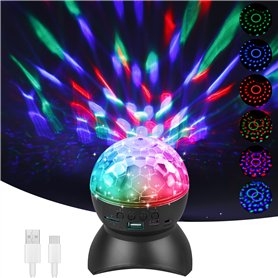 Boule disco rechargeable RVB LED haut-parleur Bluetooth boule disco rotative à 360° lampe de fête disco mode musique éclairage d