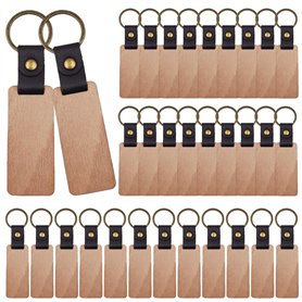 GOMETY Lot de 30 porte-clés en bois vierge - Étiquettes vierges - Pour décoration