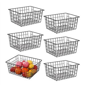 Hniuyun Lot de 6 paniers métalliques noirs pour armoires de cuisine