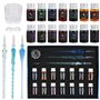 Lot de 19 stylos à plume en verre doré - Pour calligraphie - Avec stylos en verre - Encre colorée - Pour signature manuscrite -