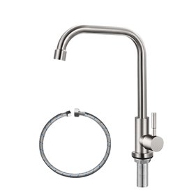 Robinet d'eau froide uniquement Robinet d'évier de cuisine à trou unique SUS304 en acier inoxydable Nickel brossé