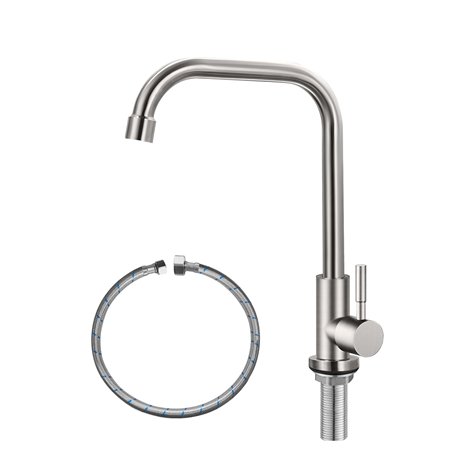 Robinet d'eau froide uniquement Robinet d'évier de cuisine à trou unique SUS304 en acier inoxydable Nickel brossé
