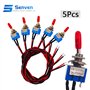 Senven 5pcs professionnelle mini commutateur à bascule avec pré-câblé, sur-arrêt à 2 positions 3 broches 3v / 5v / 12v / 220v / 