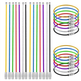28 Pièces Porte-clés en Fil Métallique Clés Câble Acier Inoxydable Anneau Coloré