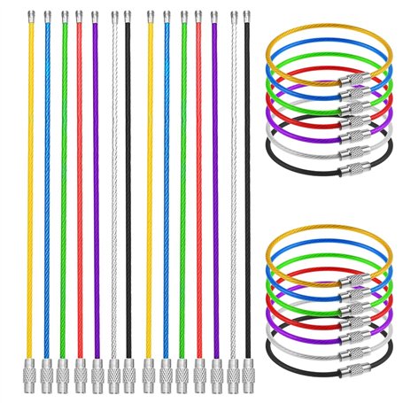 28 Pièces Porte-clés en Fil Métallique Clés Câble Acier Inoxydable Anneau Coloré