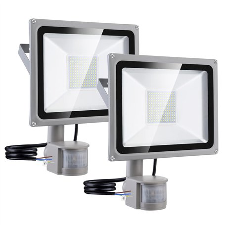 100W LED Projecteur Détecteur de Mouvements 8000lm Éclairage de Sécurité Lumières de Paysage 6500K Blanc froid Projecteur Extéri