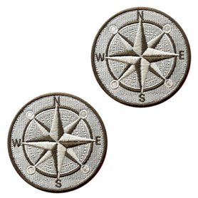 Lot de 2 écussons brodés avec motif de boussole humoristique - Avec broderie militaire - Pour vêtements