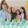 Vaisselle de fête d'anniversaire pour fille Motif fleurs et papillons Vert printanier 61 pièces comprend assiettes en carton, go