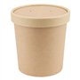PINGEUI Lot de 50 gobelets à soupe jetables - 460 ml - Marron - Avec couvercle - En carton avec couvercle - Pour crème glacée, s
