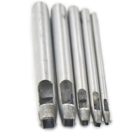 fujiyuan Lot de 5 poinçons creux en acier pour bracelet de montre avec trou carré 1 mm 2 mm 3 mm 4 mm 5 mm
