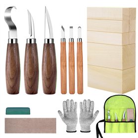 Set de couteaux à sculpter avec blocs de bois