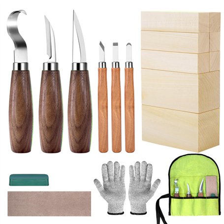 Set de couteaux à sculpter avec blocs de bois