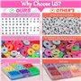 3300+ Pièces Kit Perles Plates, 20 Couleurs Lettre Faites à la Main en Argile Polymère, Colorées Rondes, pour Bijoux Enfants DIY