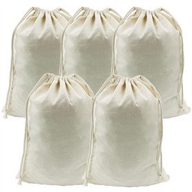 DUGYIRS 5 Pièces Sac en Coton avec Cordon de Serrage 30cm x 40cm