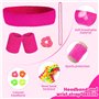 Riisoyu 20 pièces Bandeau Fluo Annee Sportifs, Ensemble de Bandeau Serre-Poignets NéOn Serre Poignet Fluo Annees 80 Bracelets Co