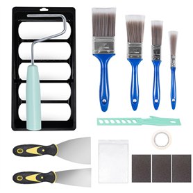 Kit Rouleau Peinture 19 Pièces Petit Pinceaux Peinture Mur Mini Rouleau Peinture Mousse