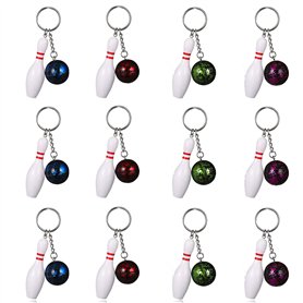 Lot de 12 porte-clés en forme de boule de bowling - Adorables mini porte-clés colorés pour cadeaux d'équipe
