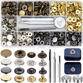120 Pcs Boutons Pressions Metalliques 4 Coloris Bouton Pression Cuir Vêtements Pression Cuivre avec 4 Pcs Outils de Fixation pou