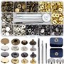 120 Pcs Boutons Pressions Metalliques 4 Coloris Bouton Pression Cuir Vêtements Pression Cuivre avec 4 Pcs Outils de Fixation pou