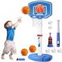 Erixazs Panier Basket Enfant & T Boule Ensemble，Panier de Basket à Hauteur Réglable pour Intérieur Extérieur，Tee Ball Set Jouets