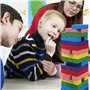 Lot de 48 blocs de construction en bois - Tour vacillante multicolore, empilable - Jeu de société, éducatif, classique - Pour to