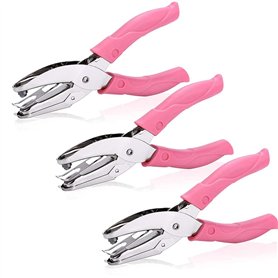 PIQIUQIU Lot de 3 perforateurs à main en métal avec poignée souple - Perforatrice de papier perforé pour l'école de bricolage -